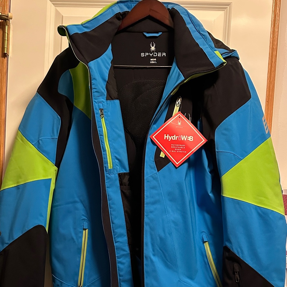 Spyder Men's Vibrant Blue and Lime Ski Jacket
